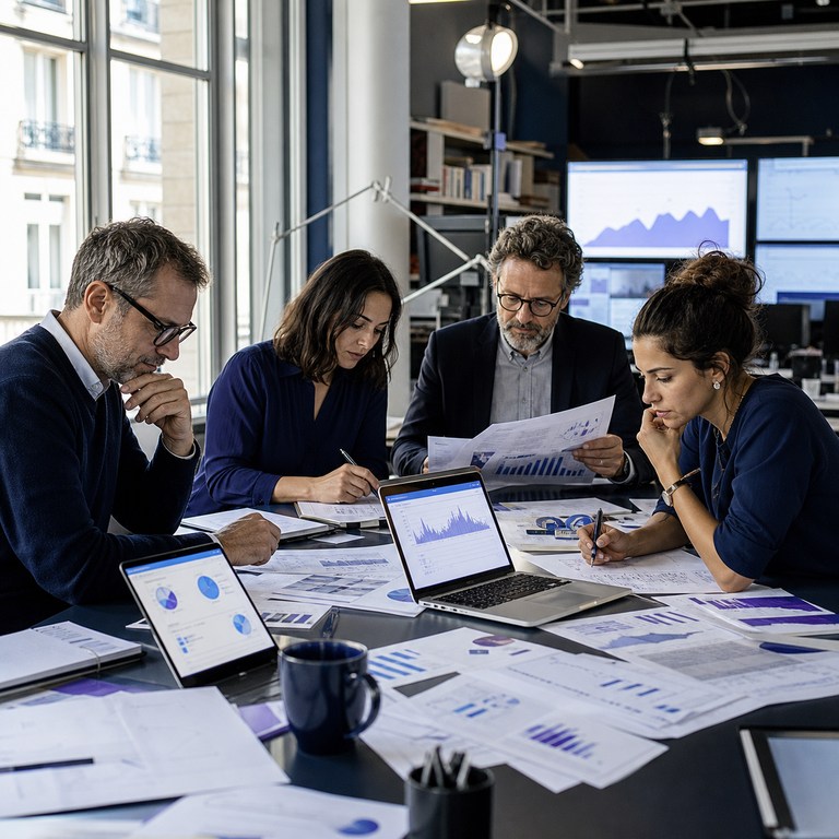 La rédaction compare des hypothèses de valorisation autour d'une table